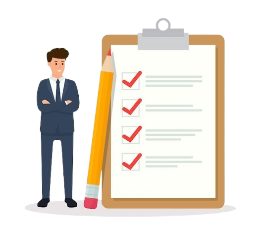 businessman holding pencil at big complete checklist with tick marks free vector removebg preview